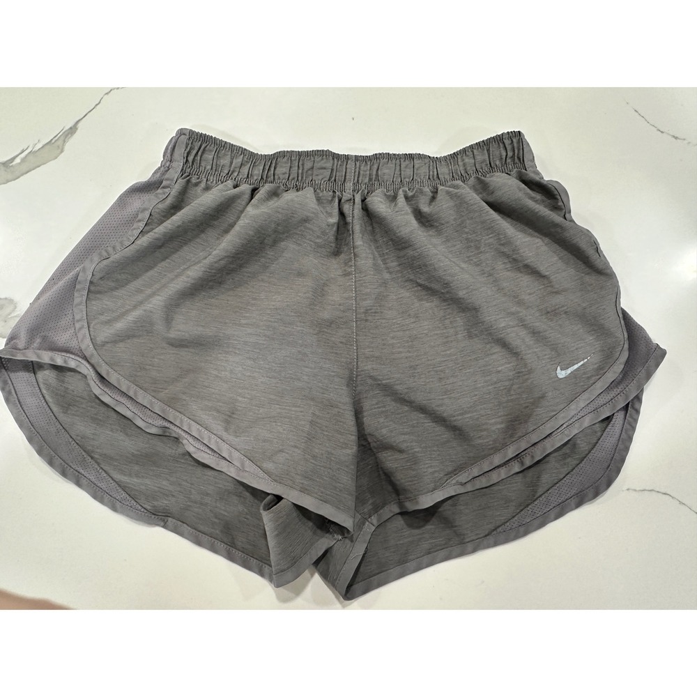 Nike Dri-FIT Womens Gray Running Shorts Mesh Panels Size Large Activewear